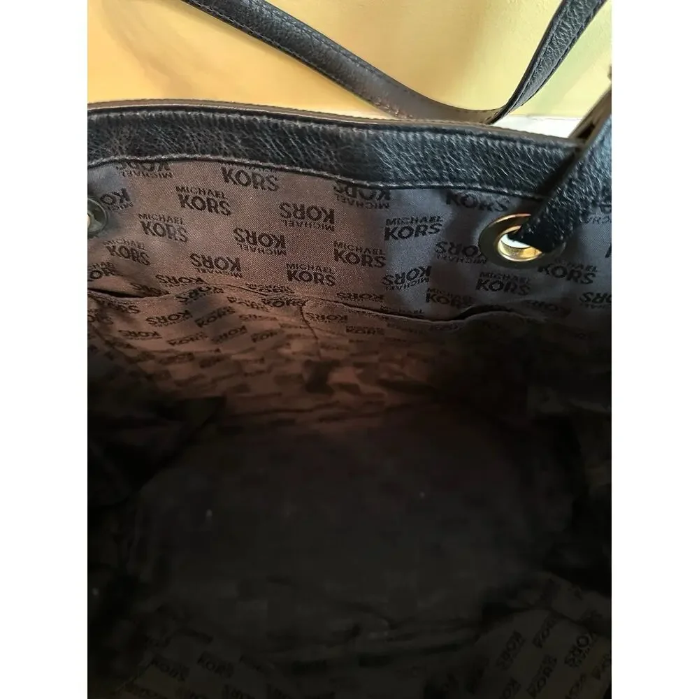 Michael Kors MK Logo Black Canvas Tote Bag Purse Handbag Designer‎